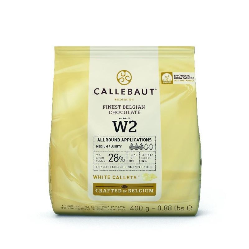 Chocolat de couverture blanc Callebaut W2 28 % cacao - Galets 400 g