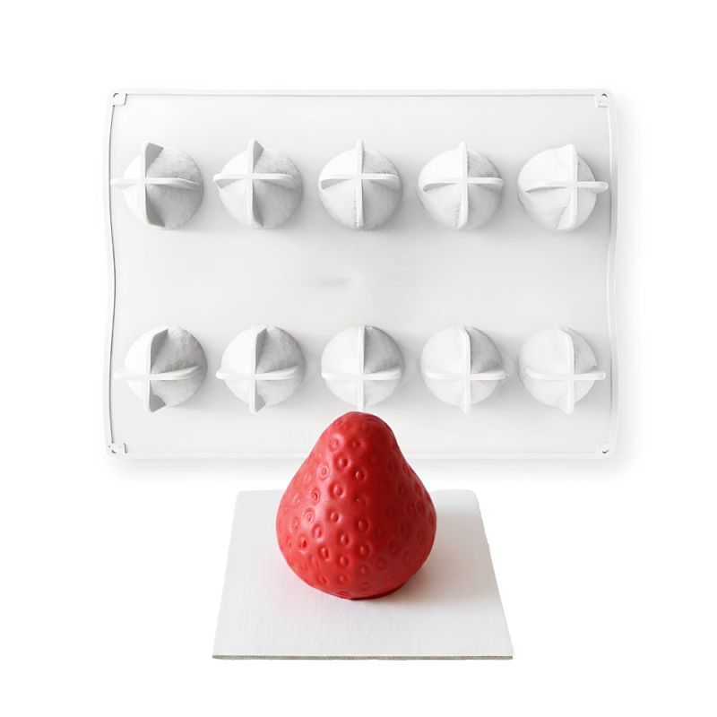 Moule silicone plaque trompe-l'œil fraise
