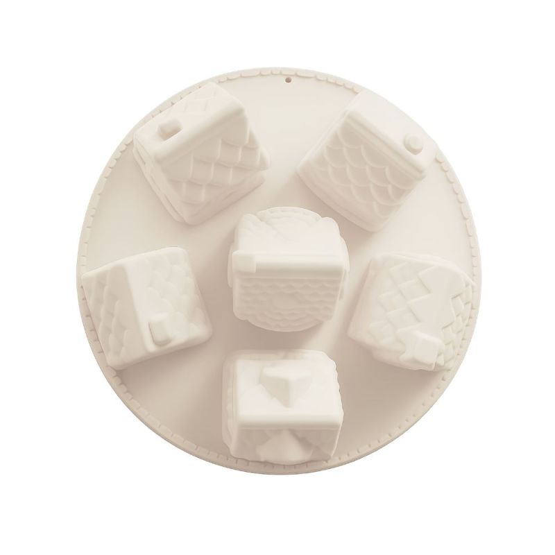 Moule silicone entremet 3D trompe-l'œil chalets de Noël