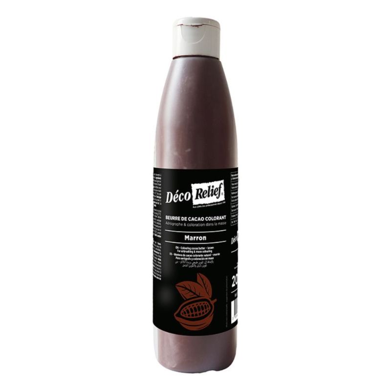 Beurre de cacao coloré marron pour pâtisserie trompe-l'œil - 200 g