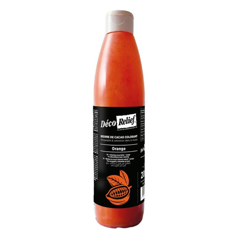 Beurre de cacao coloré orange pour pâtisserie trompe-l'œil - 200 g