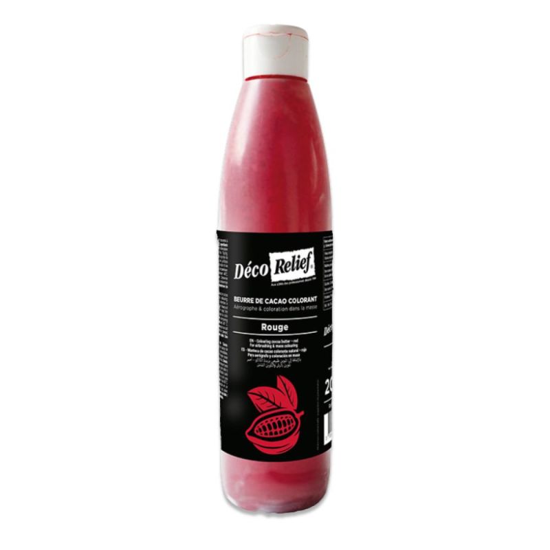 Beurre de cacao coloré rouge pour pâtisserie trompe-l'œil - 200 g