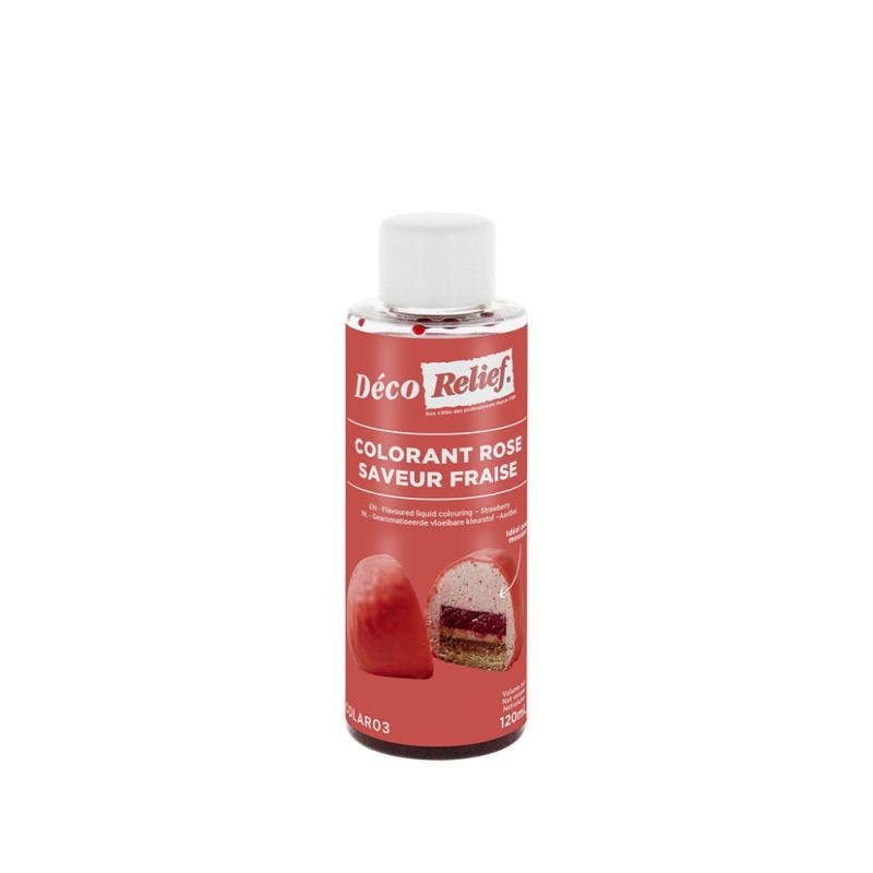 Colorant alimentaire liquide rose parfum fraise - 120 ml