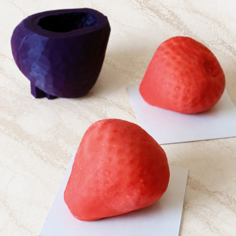 Moule silicone trompe-l'œil fraise individuel
